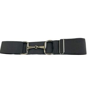 NEW Equestrian Elastic Snaffle Bit Belt - Dark Grey with silver bit buckle